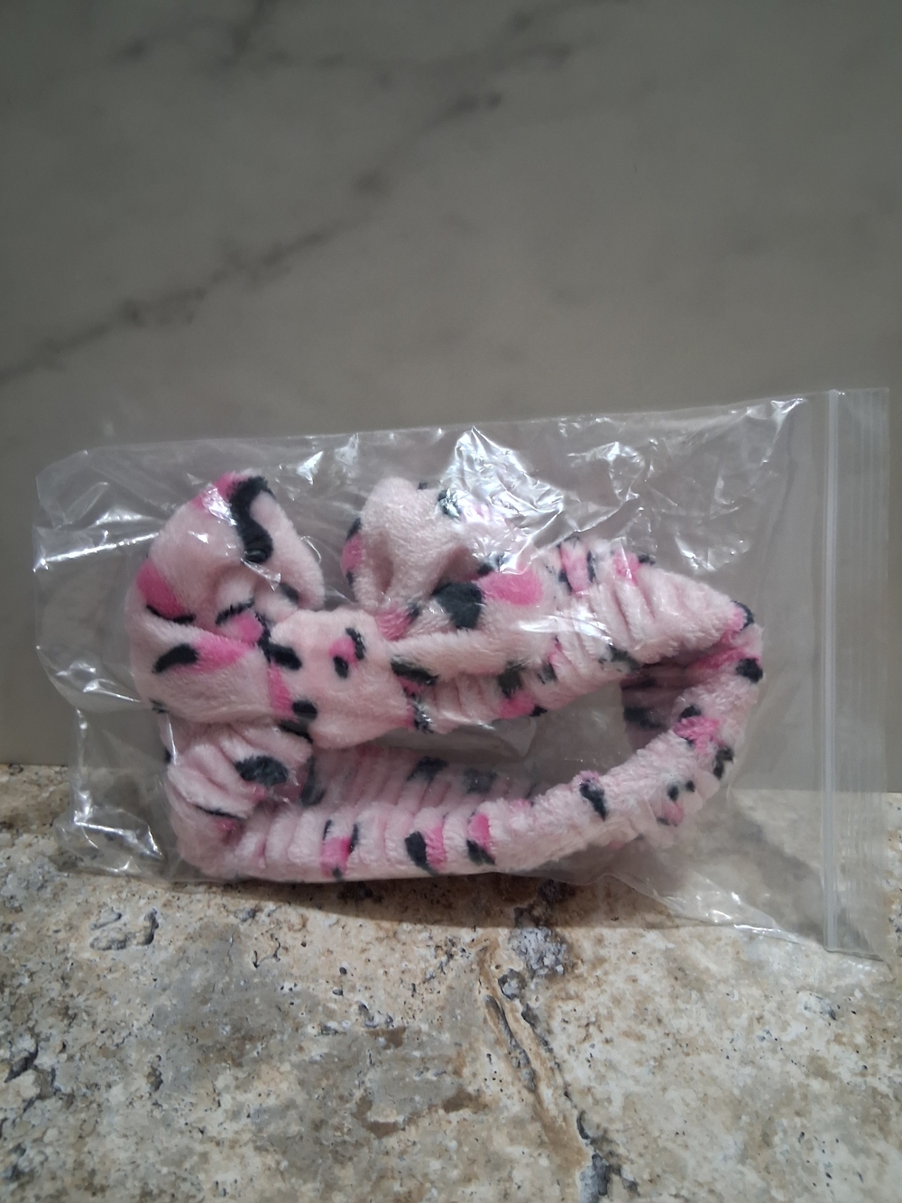Pink Leopard Print Plush Bow Headband